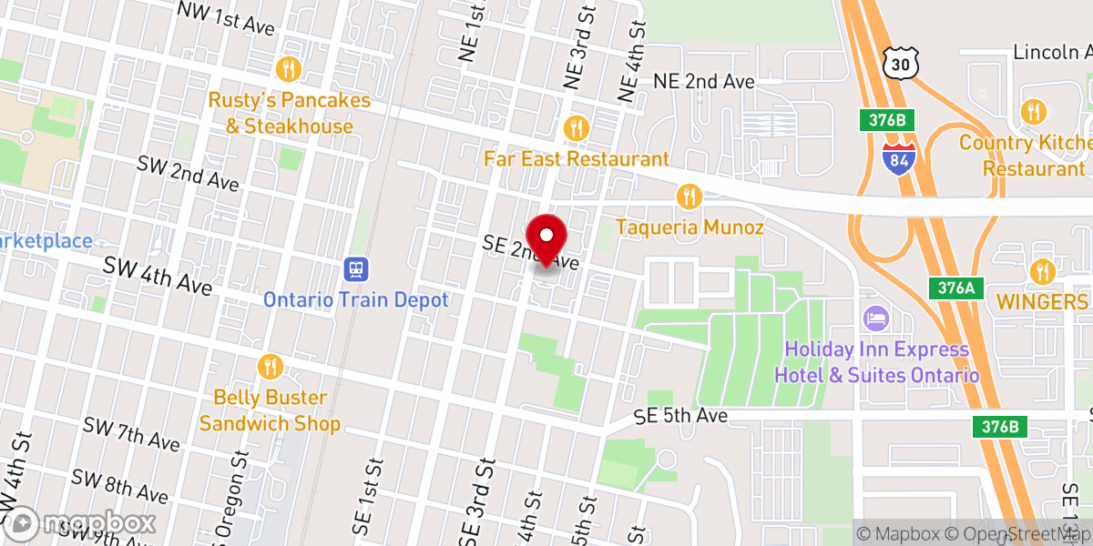 Map showing location of Ontario Community Church