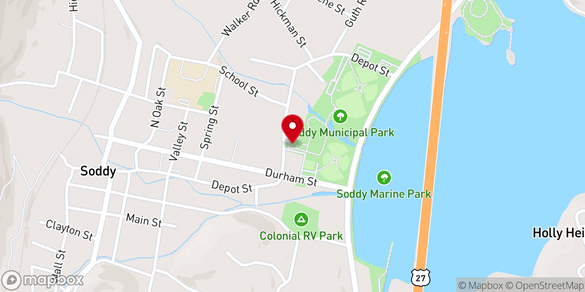 Map showing location of Senior Center, Soddy Daisy