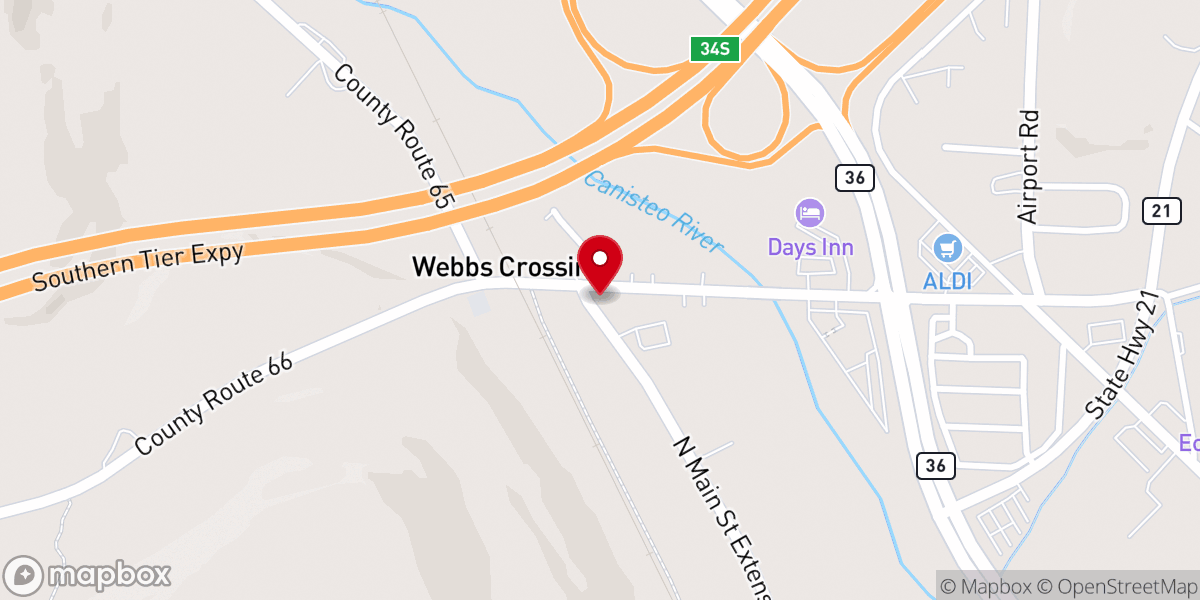 Map showing location of Webbs Crossing Bible Church