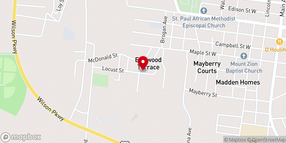 Map showing location of West End Cumberland Presbyterian