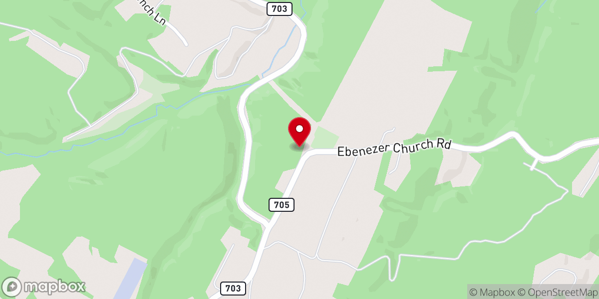 Map showing location of Ebenezer Church