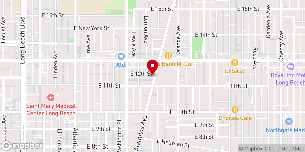 Map showing location of Grant A.M.E. Church Long Beach