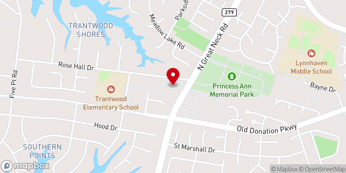 Map showing location of Virginia Beach Christian Church