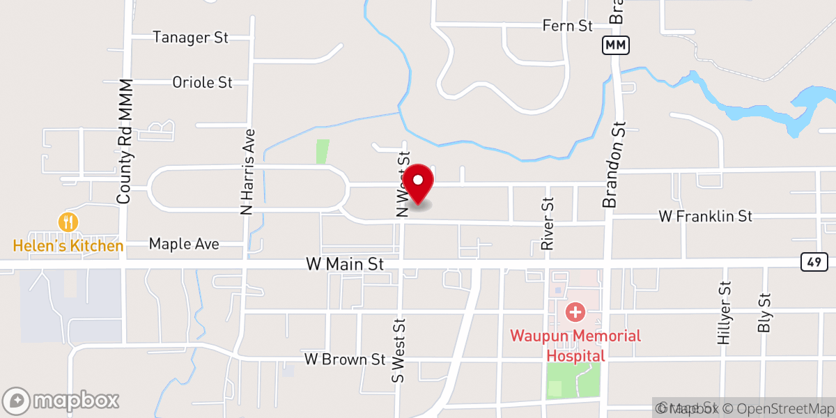 Map showing location of Waupun Baptist Church