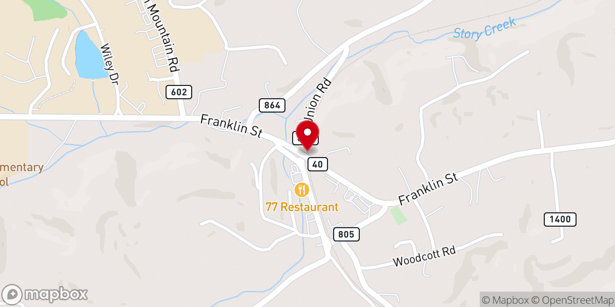 Map showing location of Goodwin Mem United Methodist Church