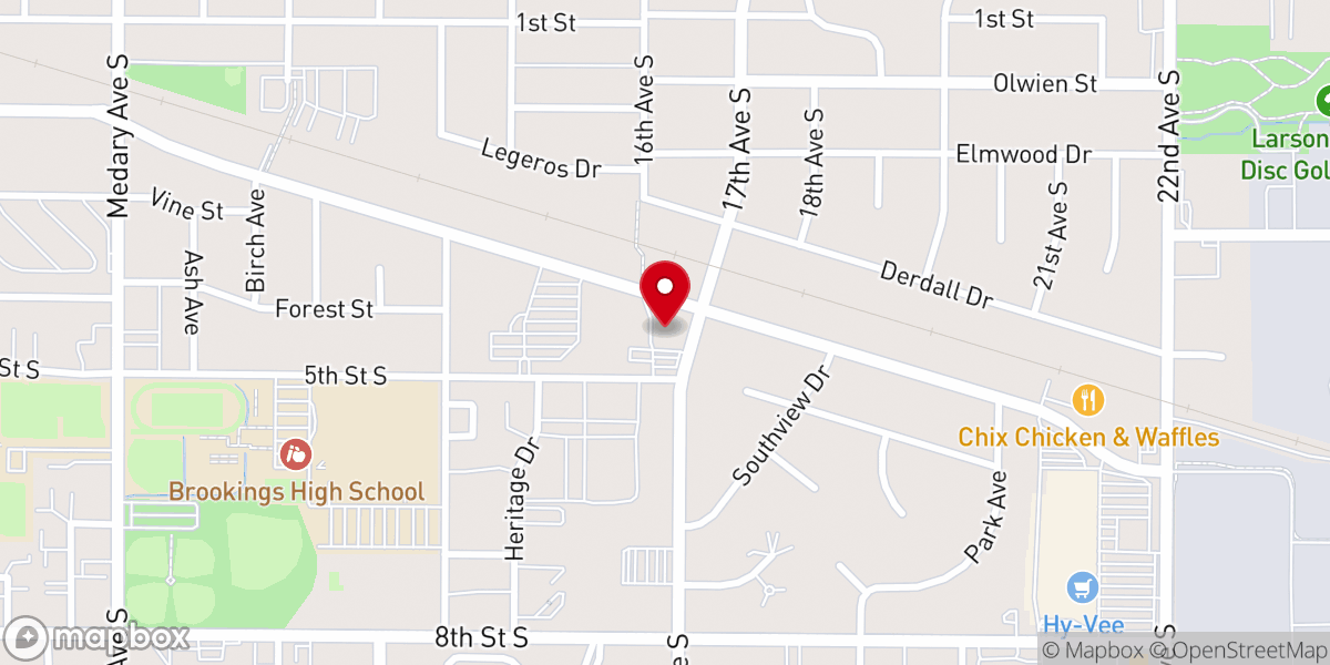 Map showing location of Brookings First Assembly of God