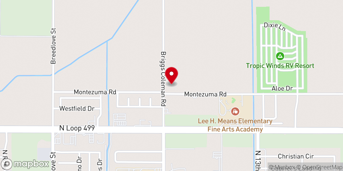 Map showing location of Harlingen Seventh-day Adventist Church