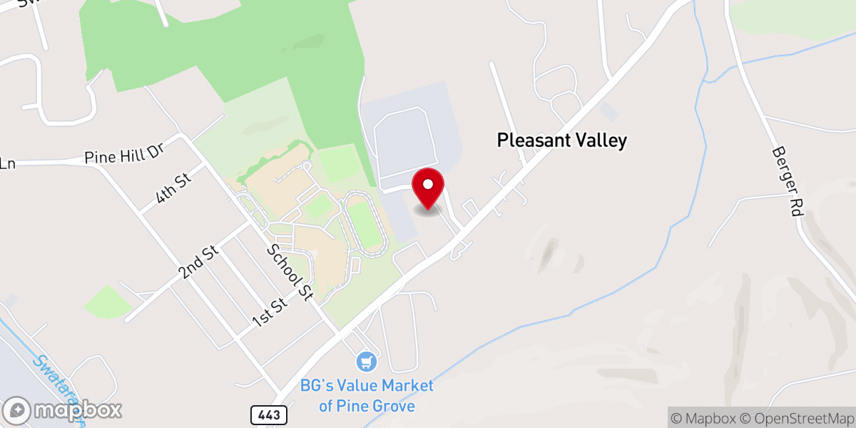 Map showing location of Pine Grove Community Church