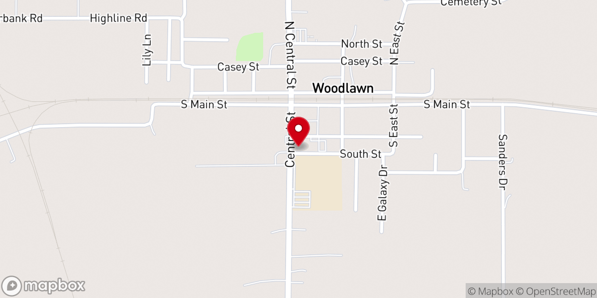 Map showing location of Woodlawn Christian Church