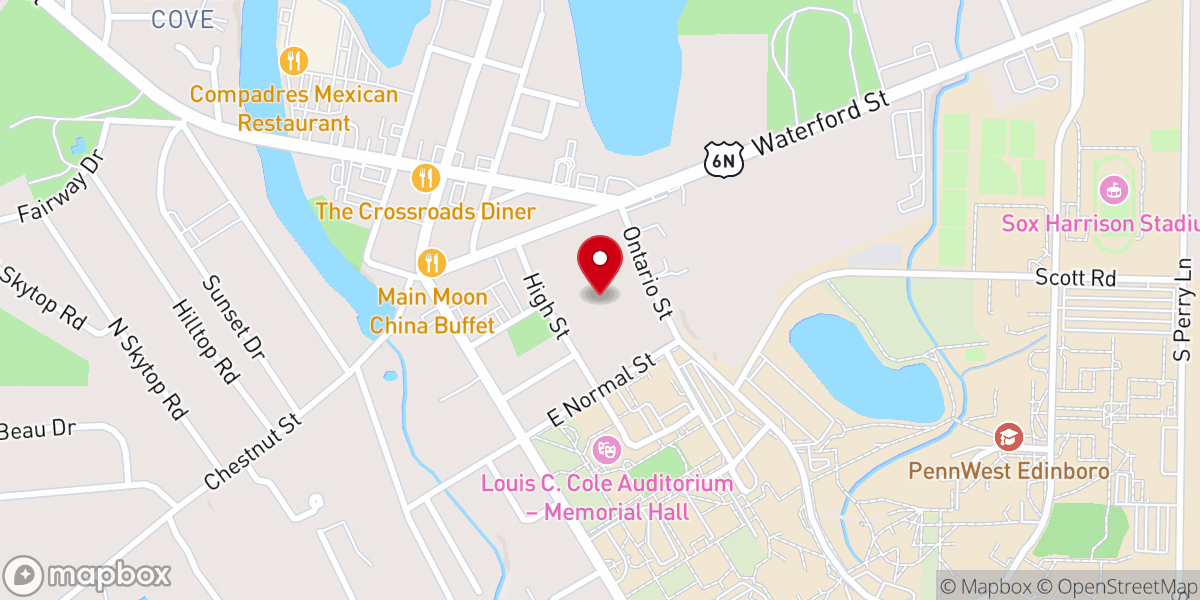 Map showing location of Erie-Meadville UMC District Office