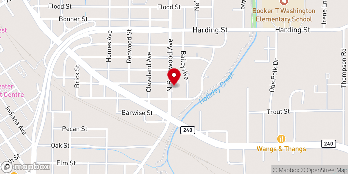Map showing location of New Birth Baptist Church