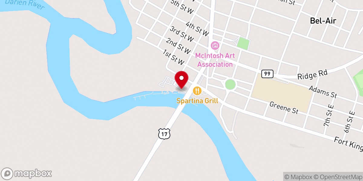 Map showing location of Darien River WaterFront Park & Docks