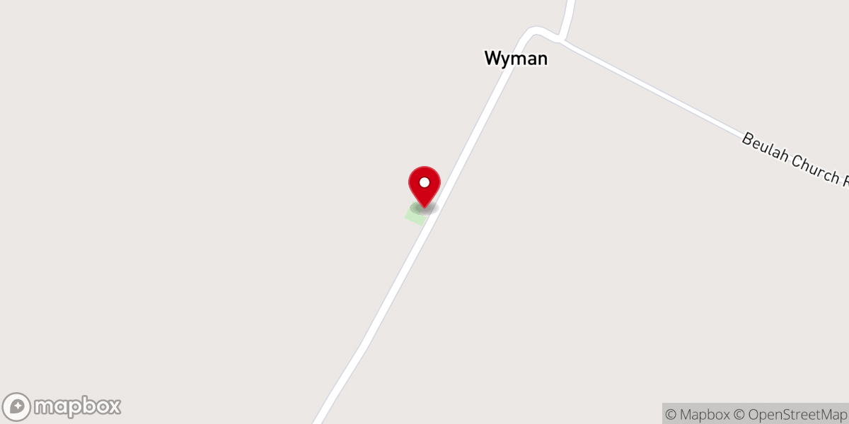 Map showing location of Beulah General Baptist Church