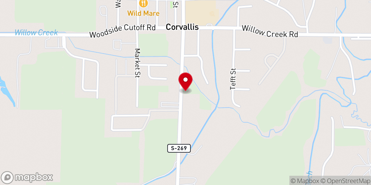 Map showing location of Corvallis Community Church
