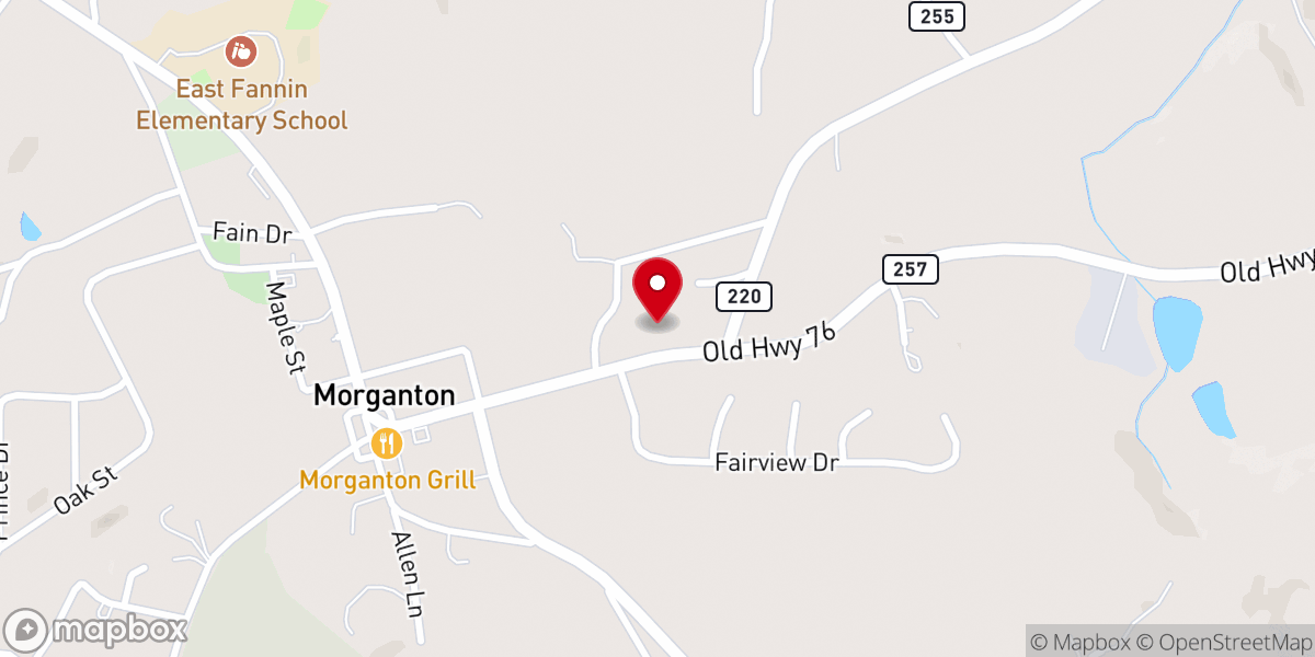 Map showing location of Morganton Baptist Church - Food Distribution Center