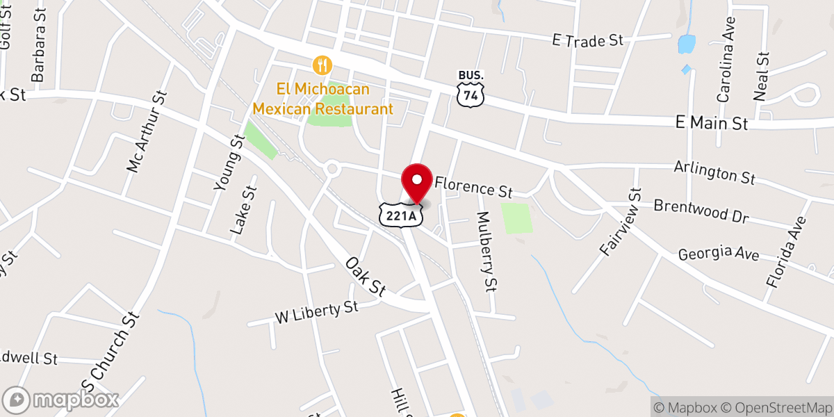 Map showing location of Florence Baptist Church