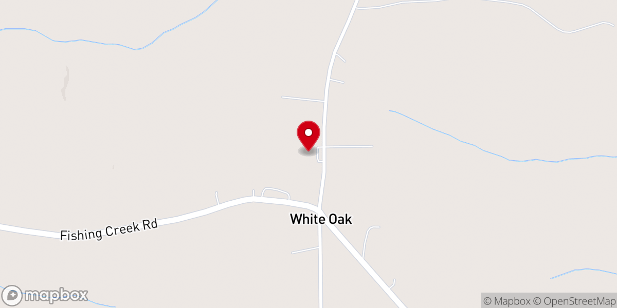 Map showing location of White Oak Baptist Church