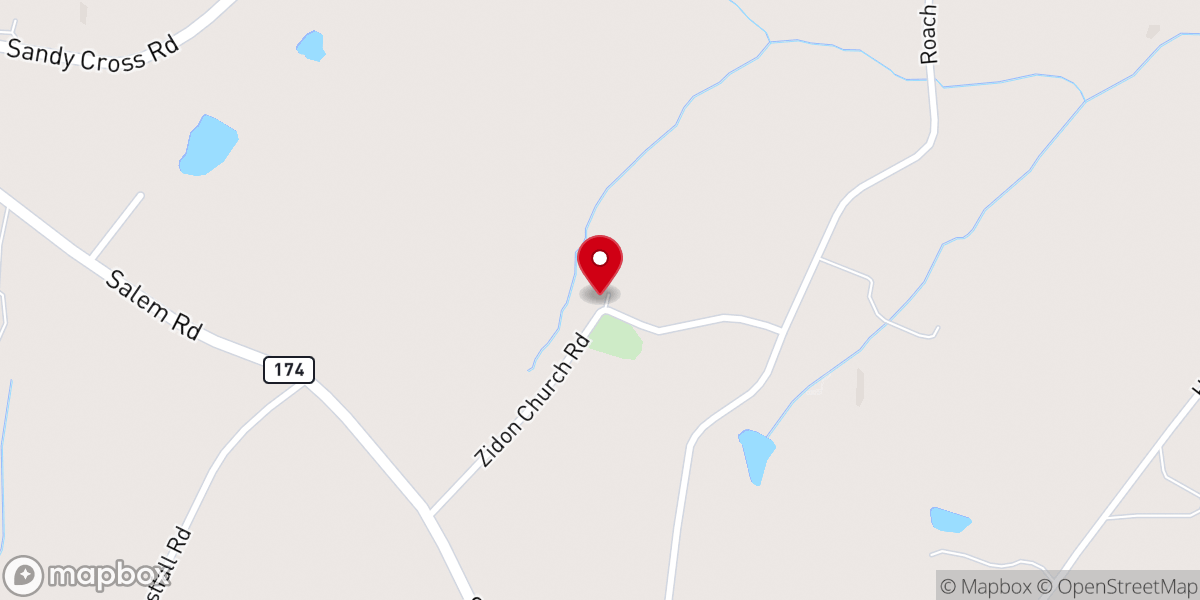 Map showing location of Zidon Baptist Church