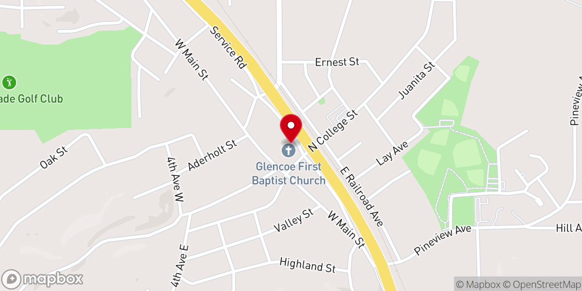 Map showing location of First Baptist Church Glencoe