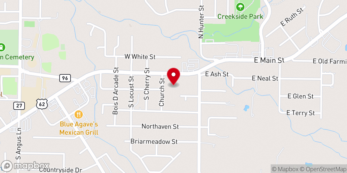 Map showing location of Farmington Church of Christ