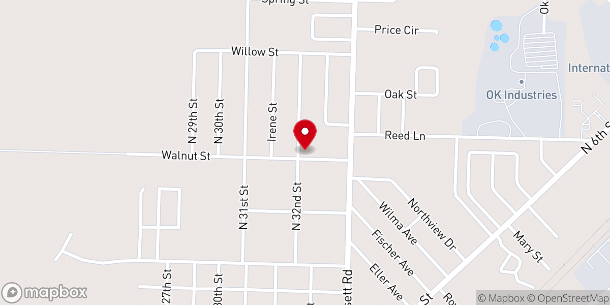 Map showing location of Walnut Street Freewill Baptist Church