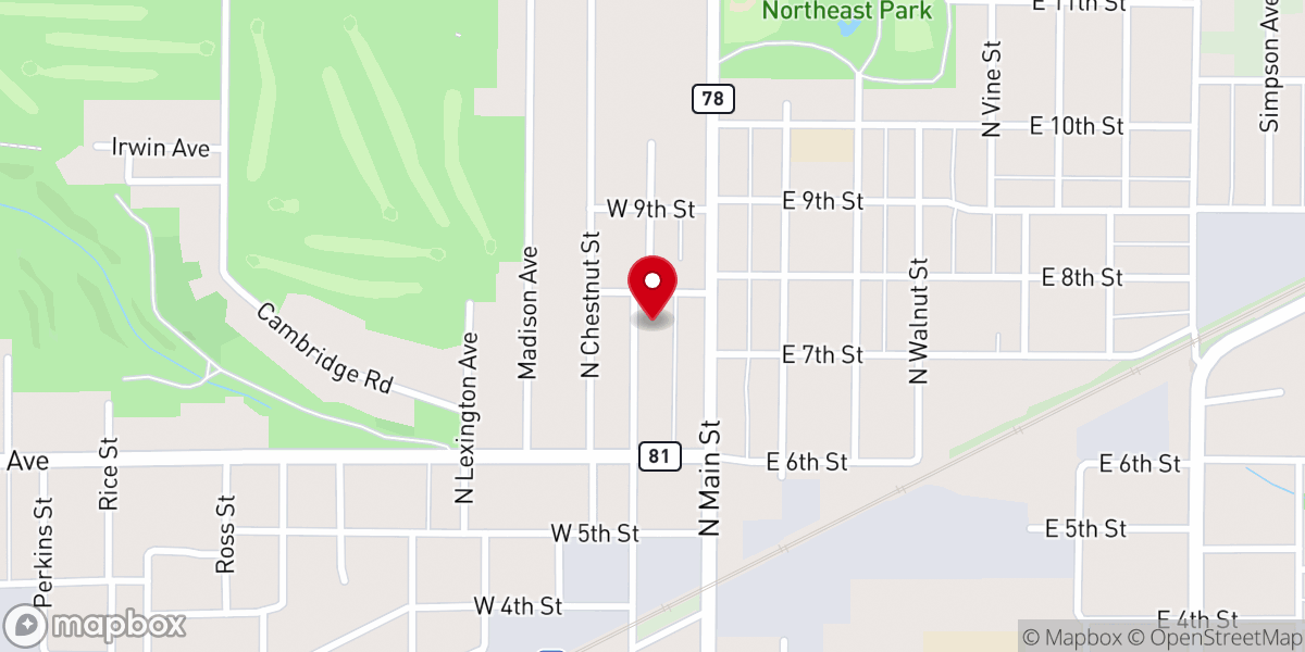 Map showing location of Holy Trinity National Catholic Church