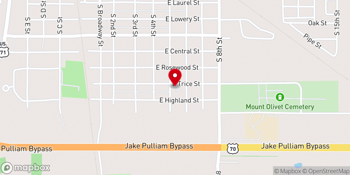 Map showing location of Southside Baptist Church