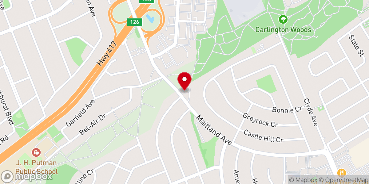 Map showing location of Trinity United Church of Ottawa