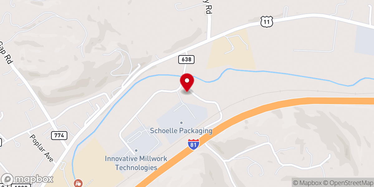 Map showing location of Middle Fork Church
