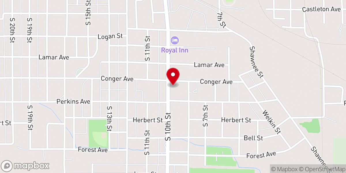 Map showing location of Bethel Tabernacle Church
