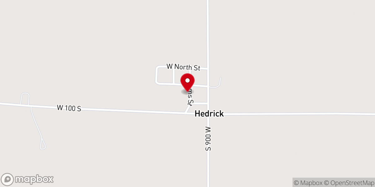 Map showing location of Hedrick Assembly of God