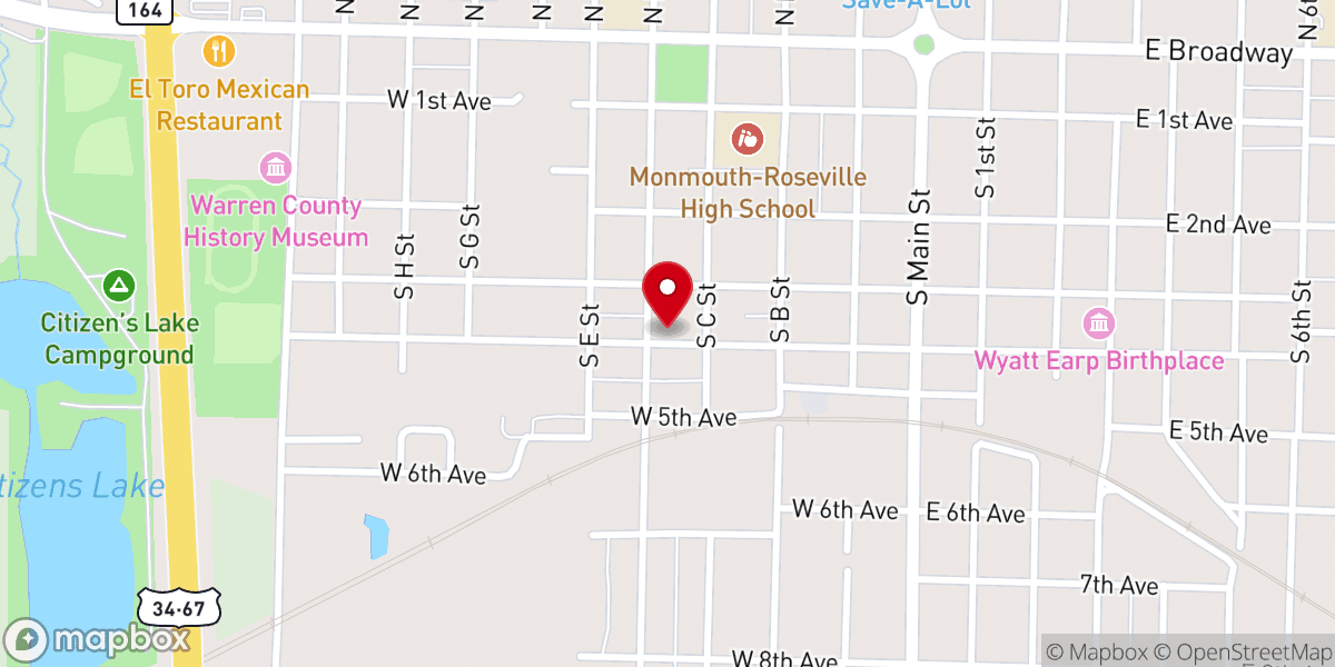 Map showing location of Foursquare Gospel Church