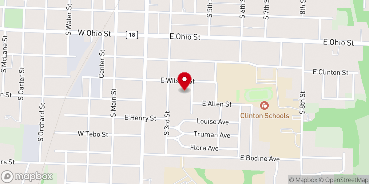 Map showing location of Clinton United Methodist Church