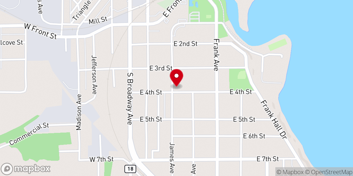 Map showing location of Albert Lea Church of Christ