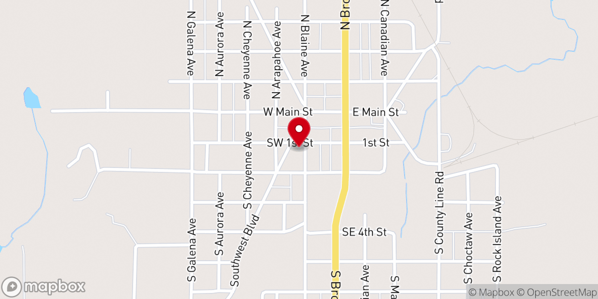Map showing location of First Christian Church of Geary