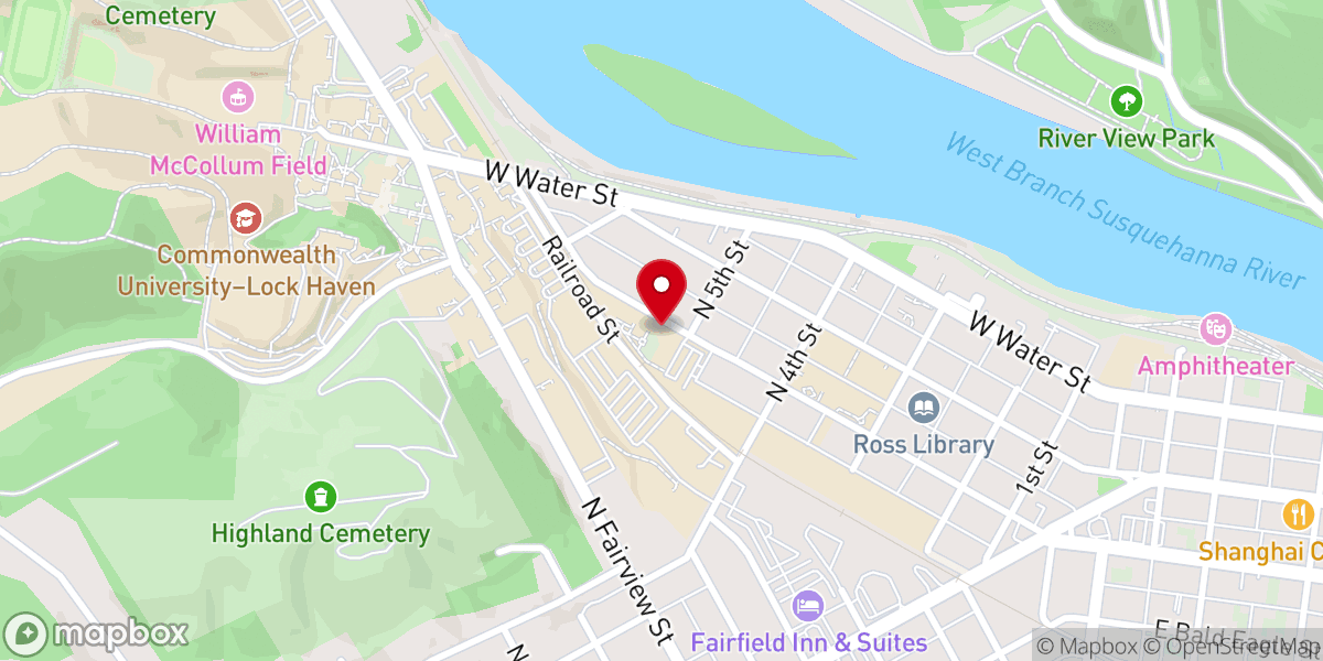 Map showing location of Campus Village-Lock Haven University