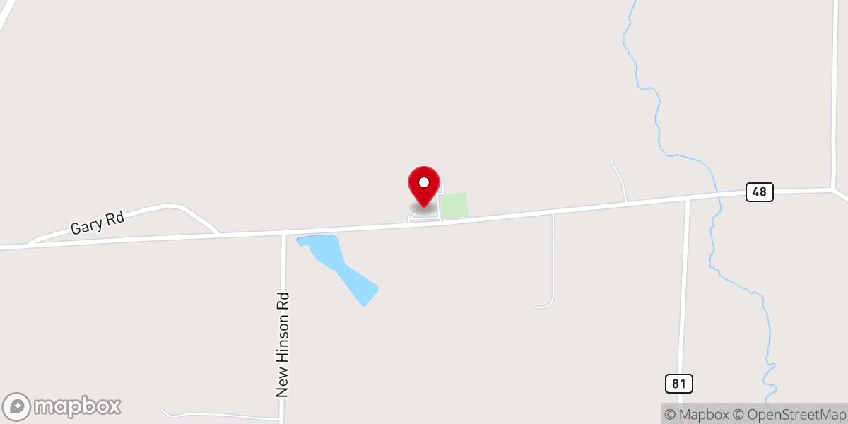 Map showing location of New Hinson Baptist Church