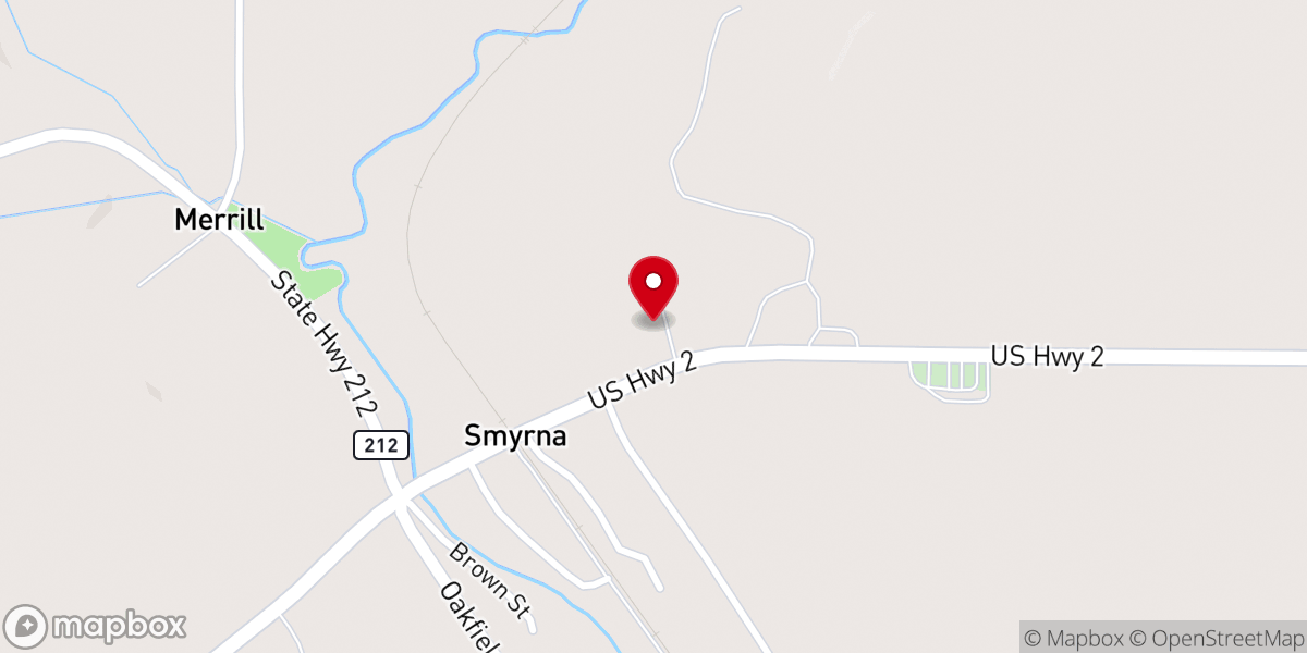 Map showing location of Merrill & Smyrna Town Office