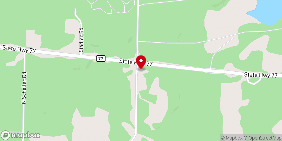 Map showing location of Spider Lake Church