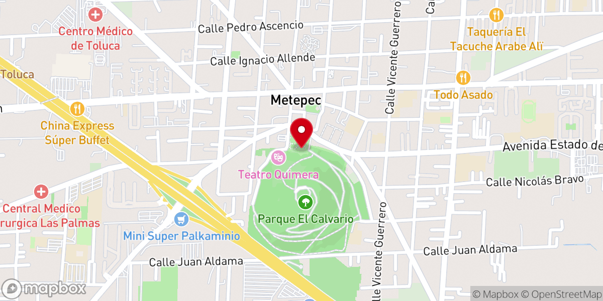 Map showing location of Capilla del Calvario Centro