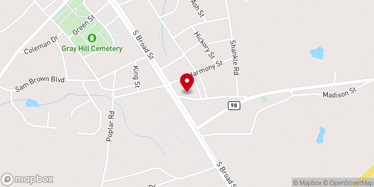 Map showing location of Church of Christ Harmony Grove