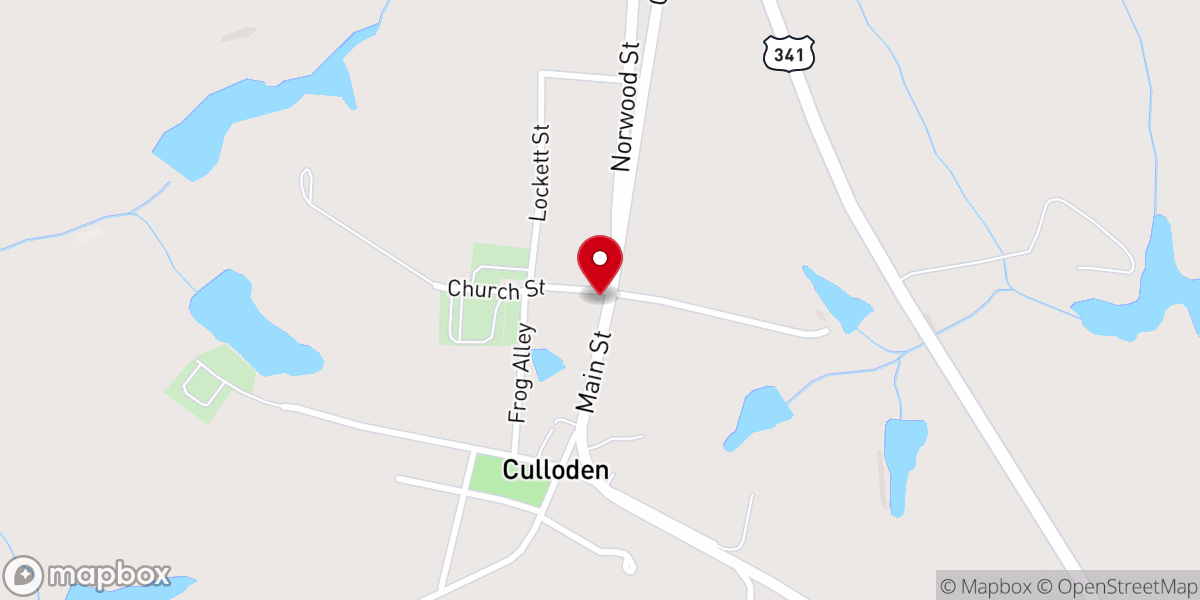 Map showing location of Culloden United Methodist Church