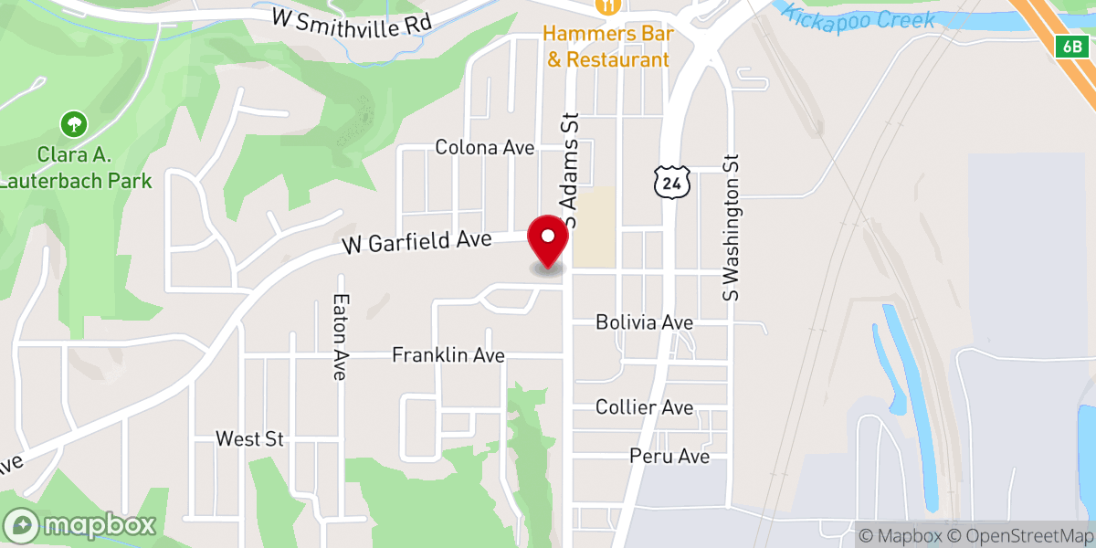 Map showing location of Bartonville United Methodist Church