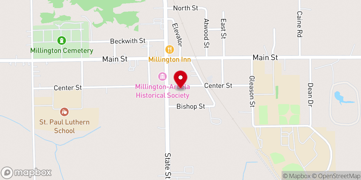 Map showing location of Millington Baptist Church