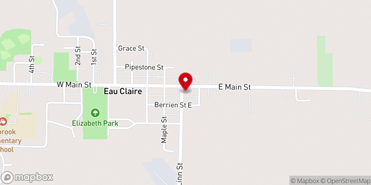 Map showing location of Eau Claire Comm United Church