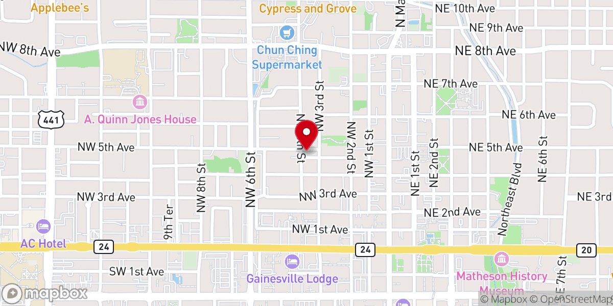 Map showing location of Fourth Avenue Church of God