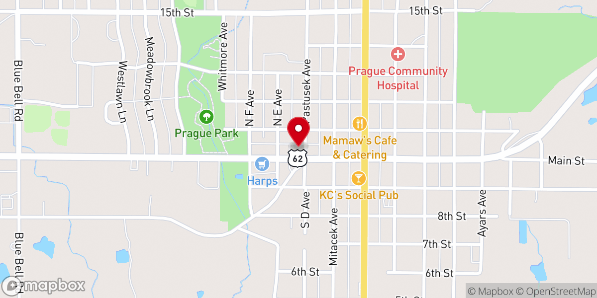 Map showing location of Cow Pokes BBQ