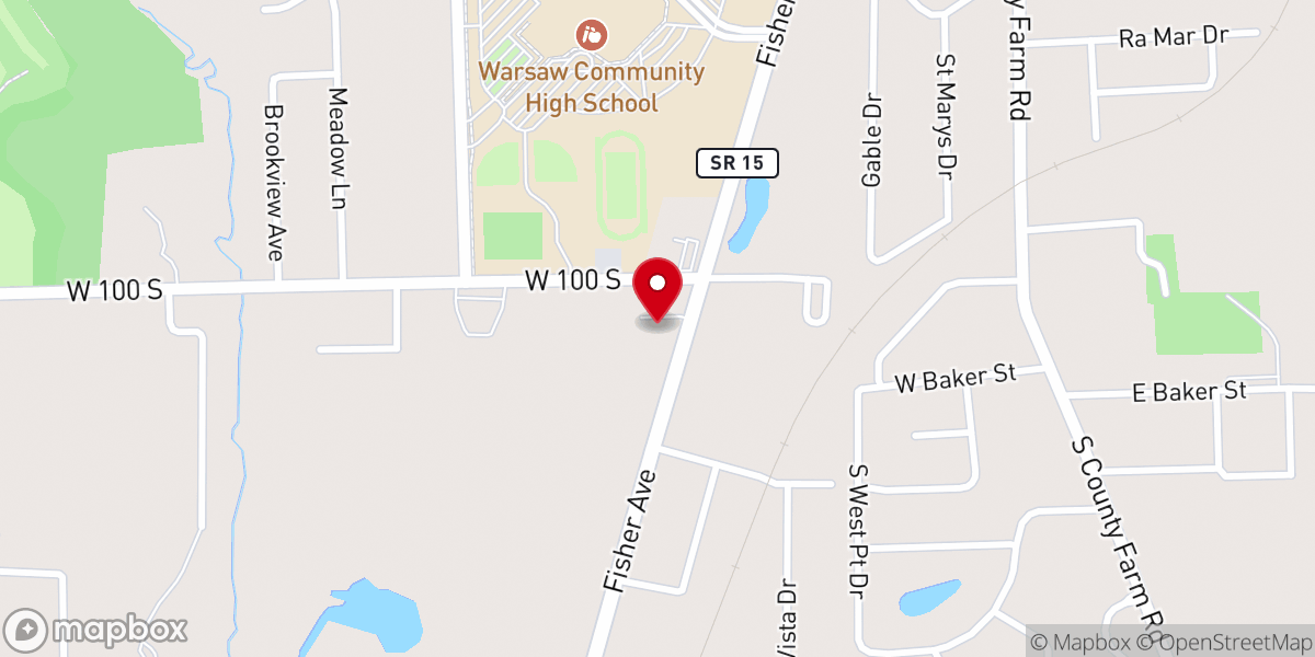 Map showing location of Warsaw New Harvest Church of the Nazarene