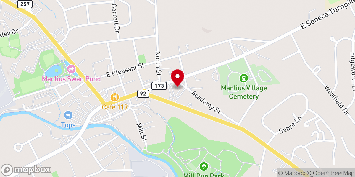 Map showing location of St. Ann's Manlius