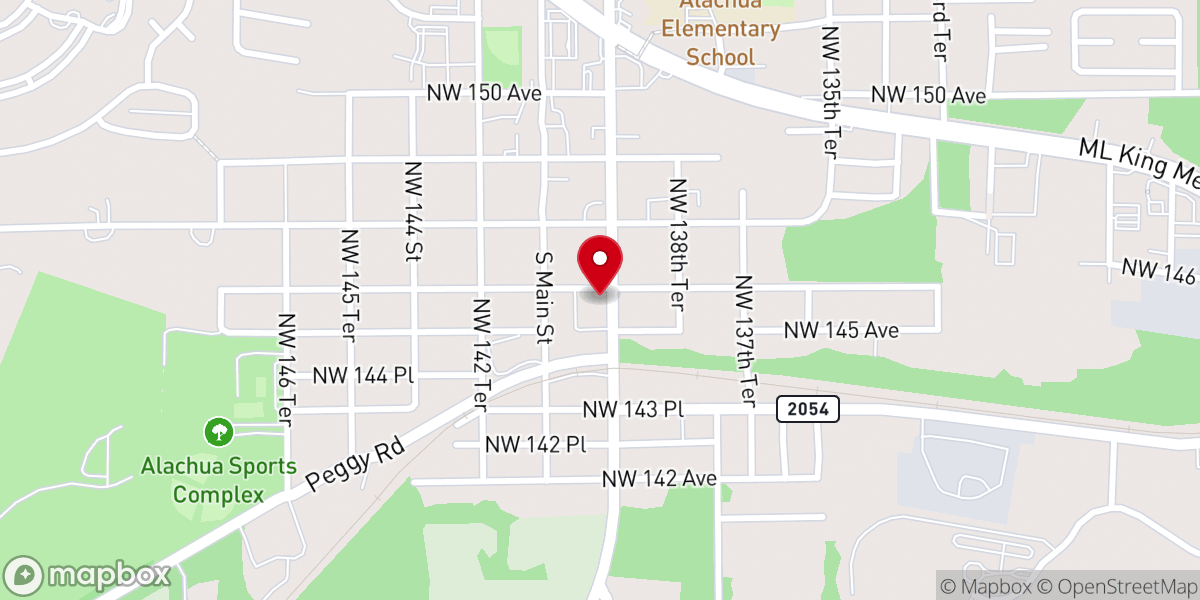 Map showing location of First Baptist Church of Alachua